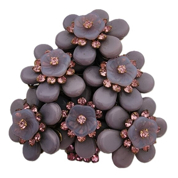 Stanley Hagler N.Y.C. Purple and Pink Flower Tree Brooch vintage - Picture 1 of 8
